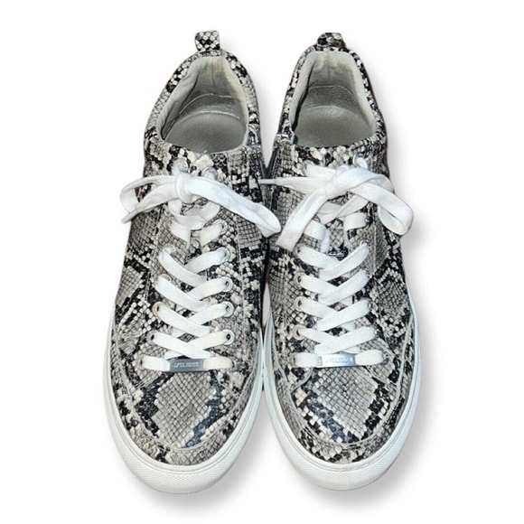 J/Slides | Gray Black Vegan Snake Print Almond Toe High Top Sneakers - Picture 1 of 7